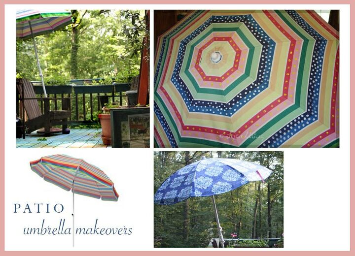 patio umbrella makeover from a tablecloth