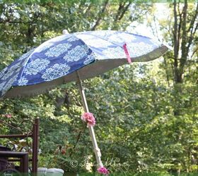  Transformação de um guarda-chuva de pátio, de uma toalha de mesa