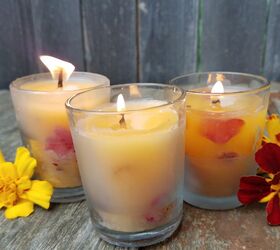 how to make candles with paprika as dye and fresh flowers