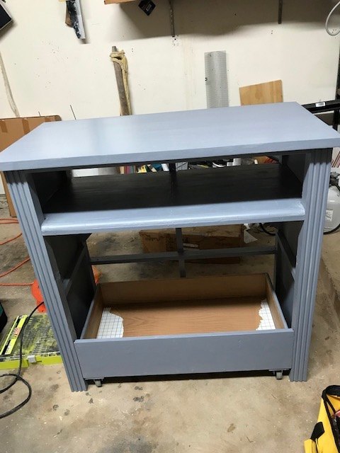 repurpose dresser to specialty kitchen cabinet, Primed and painted