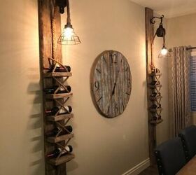 DIY Rustic Pulley Lights With Wine Rack