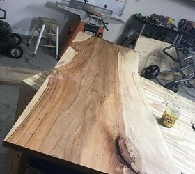 how to make a beautiful diy live edge desk with a drawer, Sealing the desktop with oil