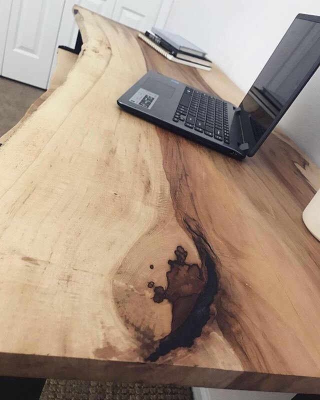 how to make a beautiful diy live edge desk with a drawer, Live edge office desk