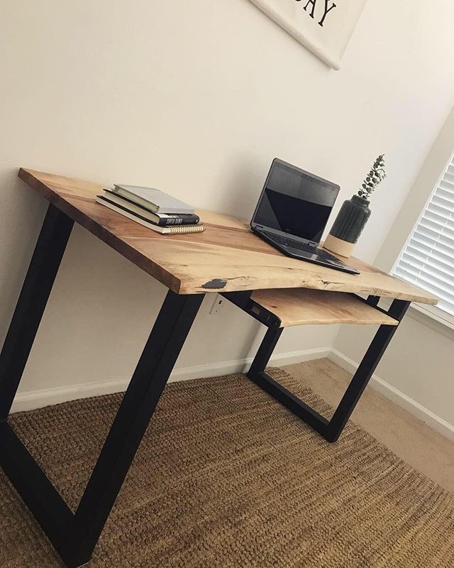 how to make a beautiful diy live edge desk with a drawer, Live edge slab desk DIY tutorial