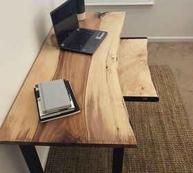 how to make a beautiful diy live edge desk with a drawer, DIY live edge desk