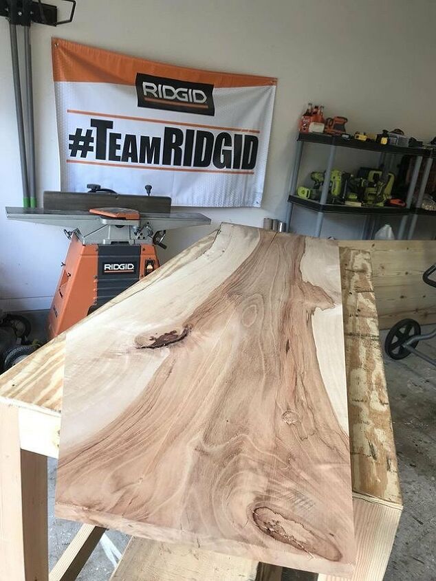 how to make a beautiful diy live edge desk with a drawer, Sanded and cleaned wood slab