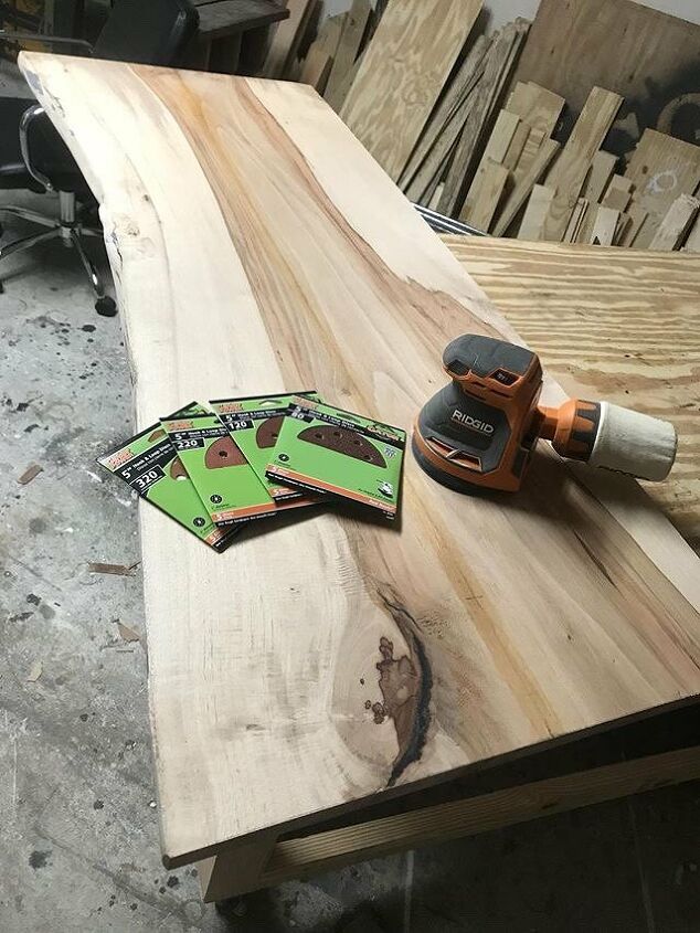 how to make a beautiful diy live edge desk with a drawer, Sanding equipment