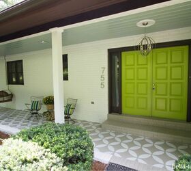 front porch ideas to help your home make a great first impression, A Whitewashed Wall with A Bold Front Door