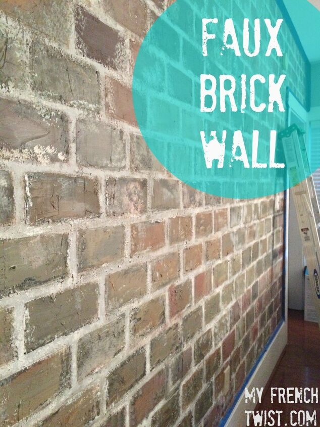 s diy faux brick wall projects, Tape Time Texture for an Old Brick Wall Look