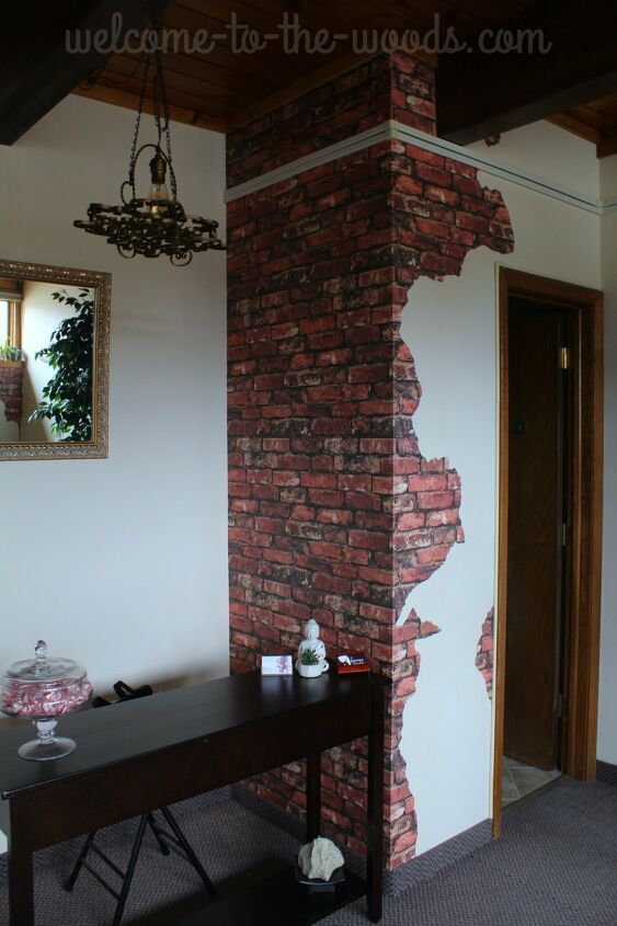 s diy faux brick wall projects, Faux Brick Wallpaper With A Twist