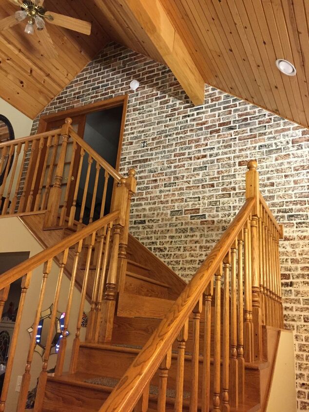 s diy faux brick wall projects, Try a Freehand Faux Brick Wall