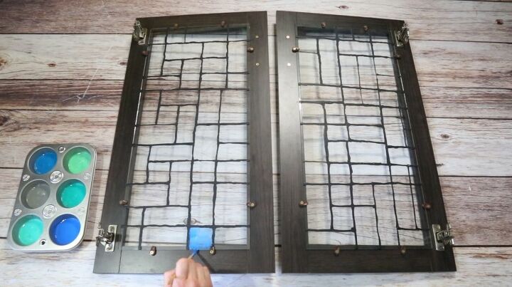 faux stained glass cabinet technique
