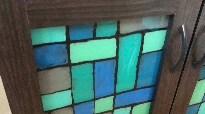 faux stained glass cabinet technique