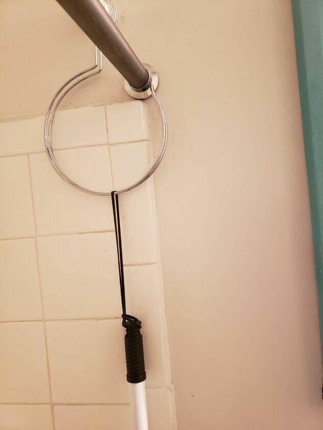 easy way to clean your shower, Hang the mop when done