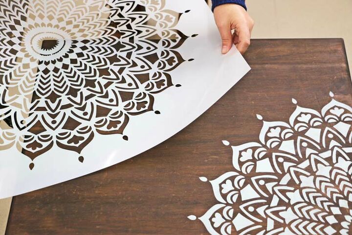 easily refurbish an old table with mandala stencils