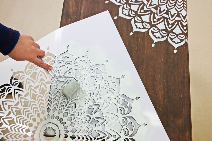 easily refurbish an old table with mandala stencils