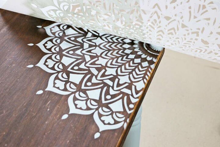 easily refurbish an old table with mandala stencils