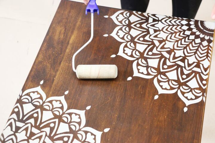 easily refurbish an old table with mandala stencils