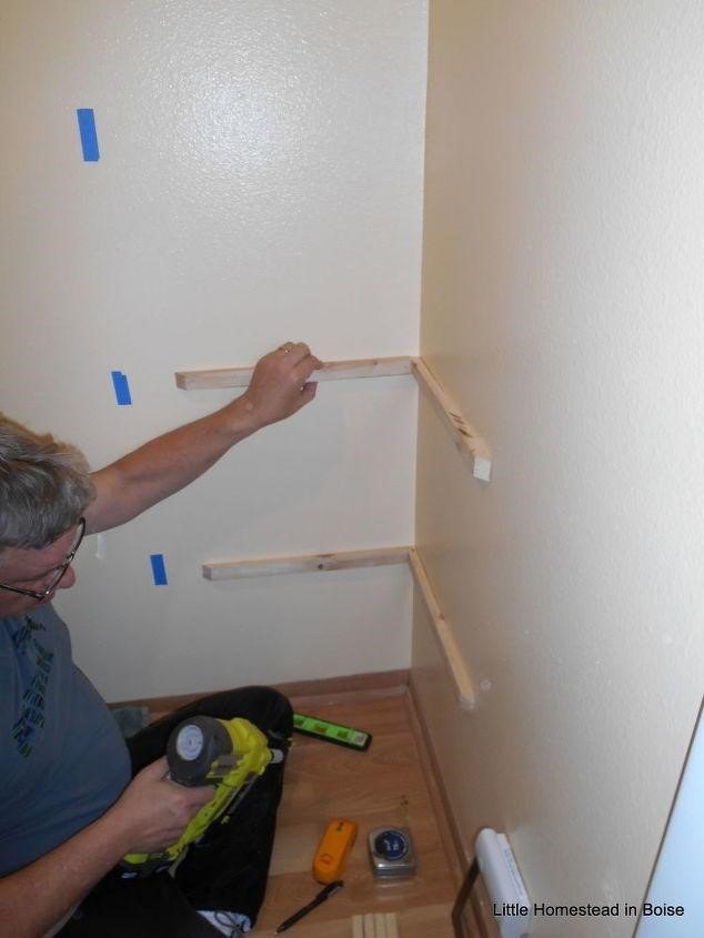 how to make diy floating shelves for less than 20, Corner Floating Shelves Little Homestead in Boise