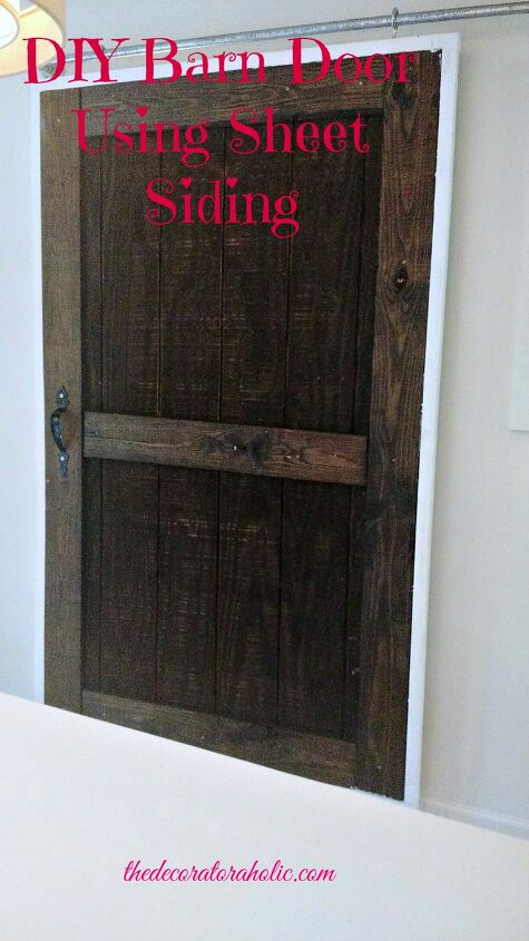 20 diy ideas to help you build your perfect barn door, Inexpensive Decorative Barn Door Using Sheet Siding