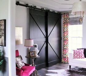 20 diy ideas to help you build your perfect barn door, Gorgeous Black Bypass Barn Doors for Added Privacy