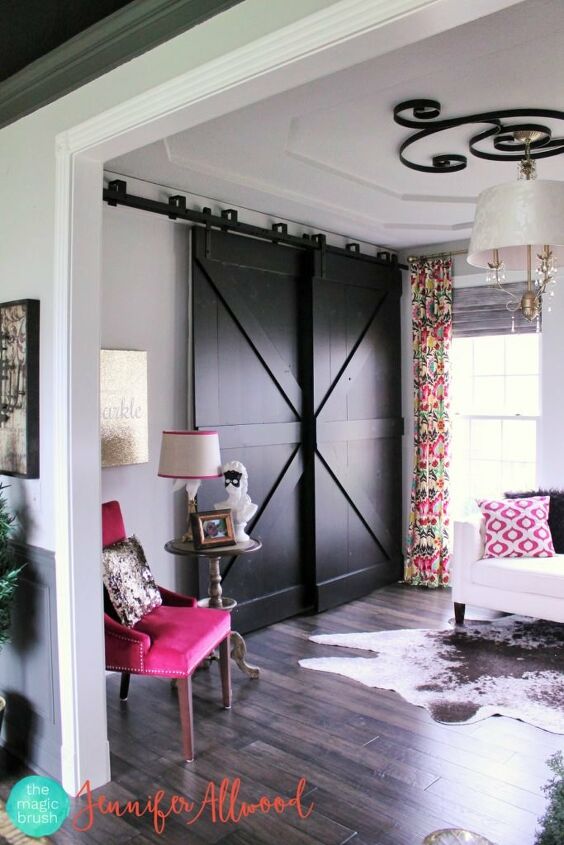 20 diy ideas to help you build your perfect barn door, Gorgeous Black Bypass Barn Doors for Added Privacy