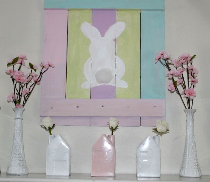 como hacer un adorable cartel de conejo de primavera de madera de palet