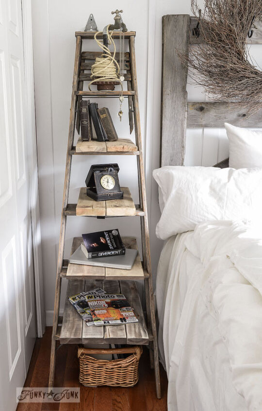 15 brilliant blanket ladder ideas to help you hang anything in style, From Blankets to Steps Bedside Display Unit