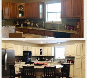 how to paint kitchen cabinets the perfect white, Before and After