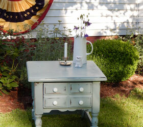 how to transform your end tables into stunning pieces with diy ideas, Vintage End Table with Milk Glass White Knobs