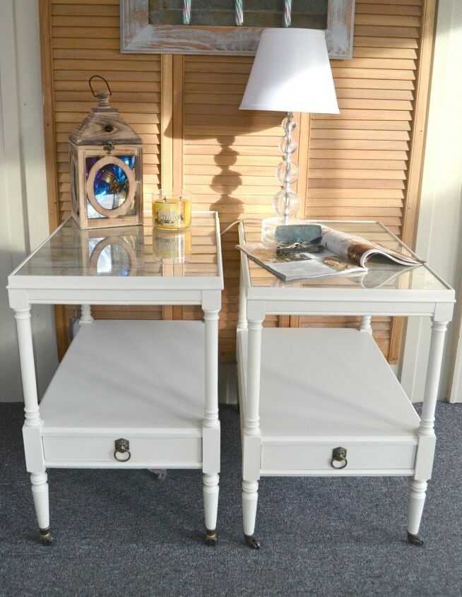 how to transform your end tables into stunning pieces with diy ideas, White End Tables with Removable Glass Tops