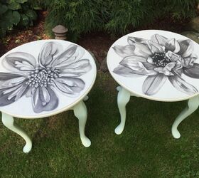 how to transform your end tables into stunning pieces with diy ideas, Queen Anne Round End Tables with Art Decor