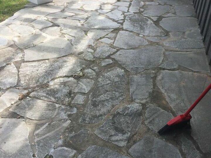 q how can i repair the current material stone under this pergola
