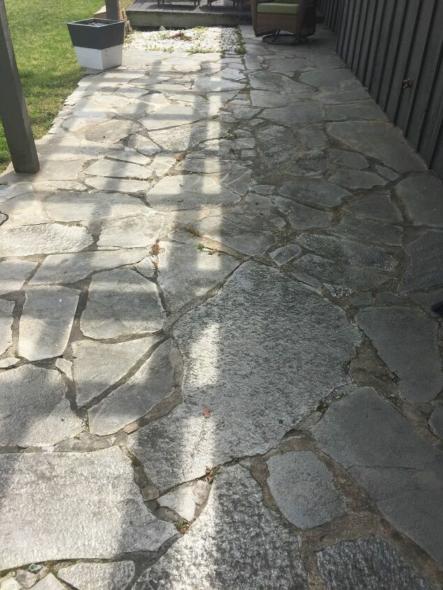 q how can i repair the current material stone under this pergola