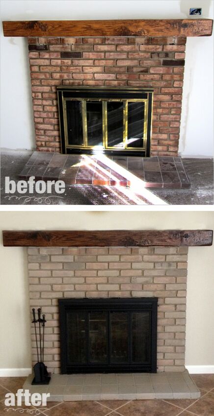 17 facelift ideas for a fireplace remodel in your home, Staining Your Mantel a Darker Color Can Hide Dated Orange Mantels