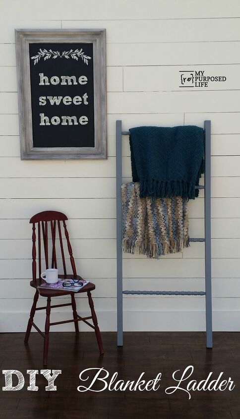 18 maneiras de tricotar pode ser divertido idias de cobertores de malha grossa e, Escada de cobertor DIY usando eixos de ber o reaproveitados