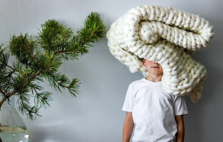 18 maneiras de tricotar pode ser divertido idias de cobertores de malha grossa e, Manta de malha grossa em 3 etapas f ceis sem agulhas