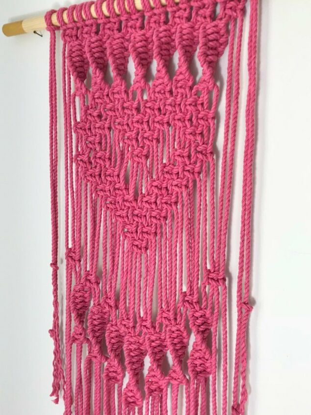 simple elegant and affordable what is not to love about macrame, Pink Macrame Wall Hanging with Heart Design