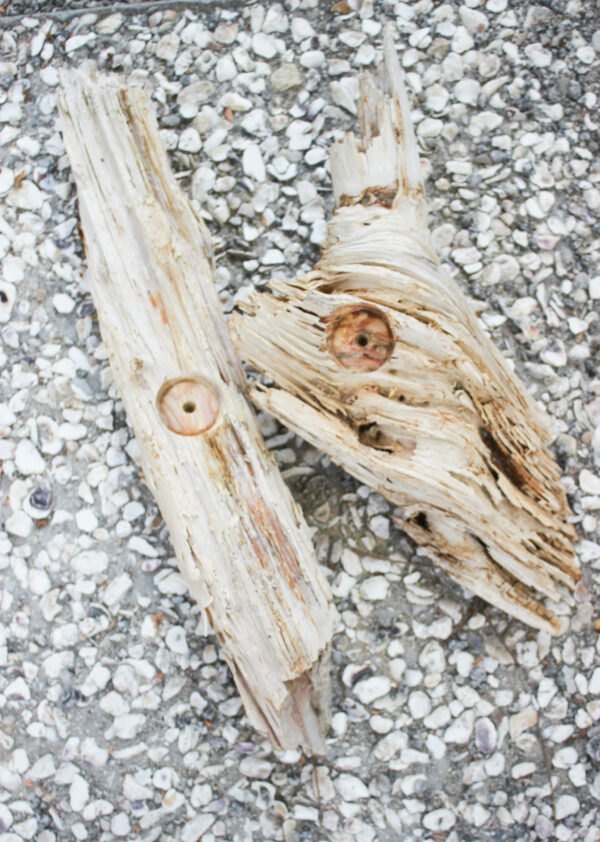 diy bleached driftwood candle holder