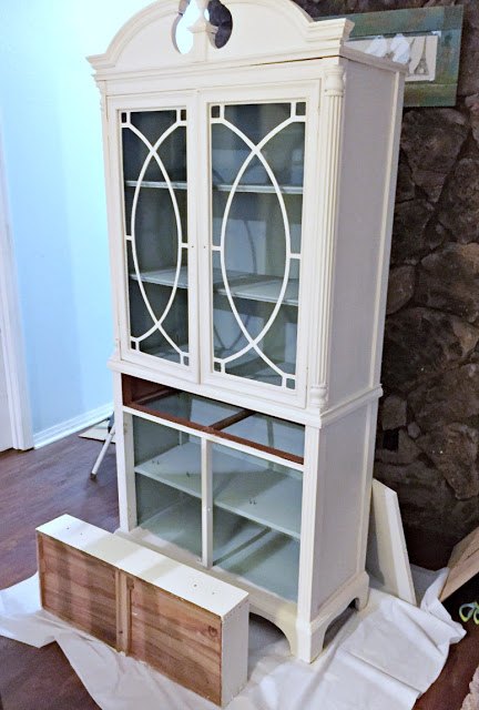 chalk paint goodwill hutch makeover