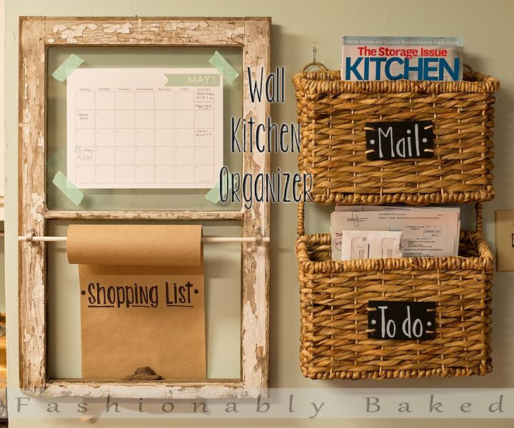 how to make a mail organizer to de clutter your counter tops, Wall Mounted Baskets to Free Counter Space
