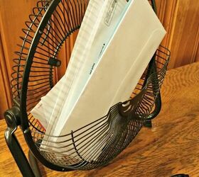 how to make a mail organizer to de clutter your counter tops, Turn an Old Fan into a Mail Organizer
