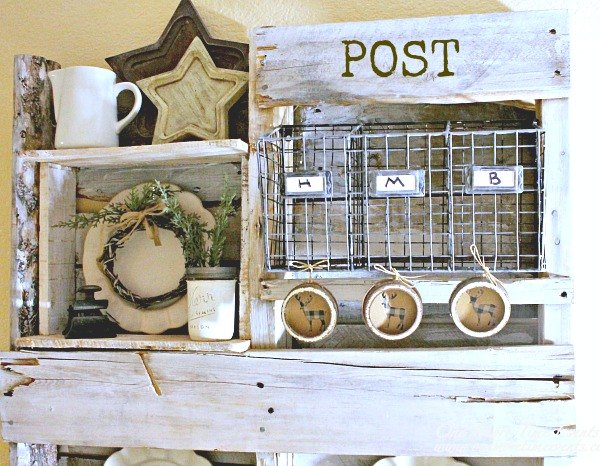 how to make a mail organizer to de clutter your counter tops, Use Pallets for a Country Style Organizer