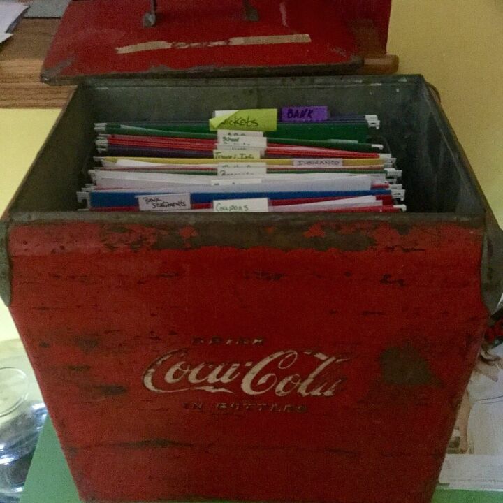 how to make a mail organizer to de clutter your counter tops, Upcycle an Old Drinks Cooler to Organize Mail
