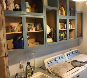 repurposed laundry room cabinets with country chic paints, First coat