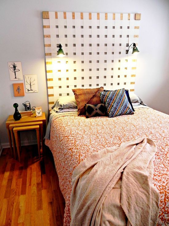 21 diy headboard ideas designed to spruce up your bedroom, Turning Nasty Vertical Blinds into a DIY Woven Headboard