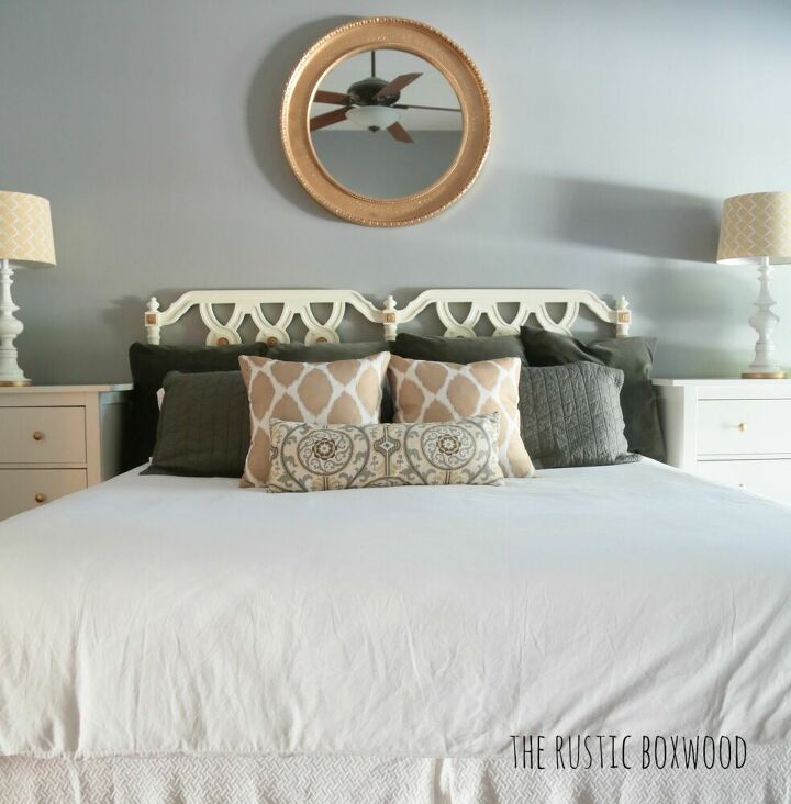 21 diy headboard ideas designed to spruce up your bedroom, Turning a Dingy Antique Headboard Into a Beautiful King Headboard