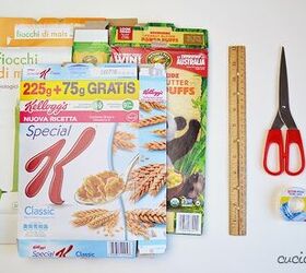 woven paper baskets made from cereal boxes
