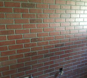 diy faux brick wall in laundry room