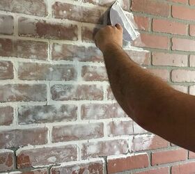 diy faux brick wall in laundry room